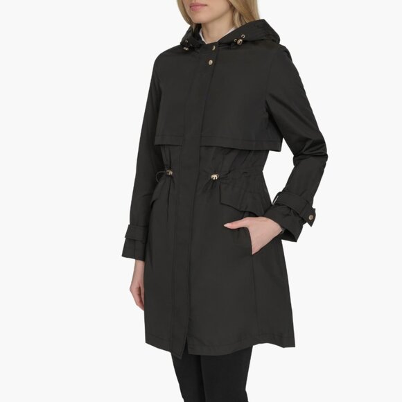 NEW COLE HAAN Rain Trench Coat in black for women 825 7m3 - Picture 1 of 8
